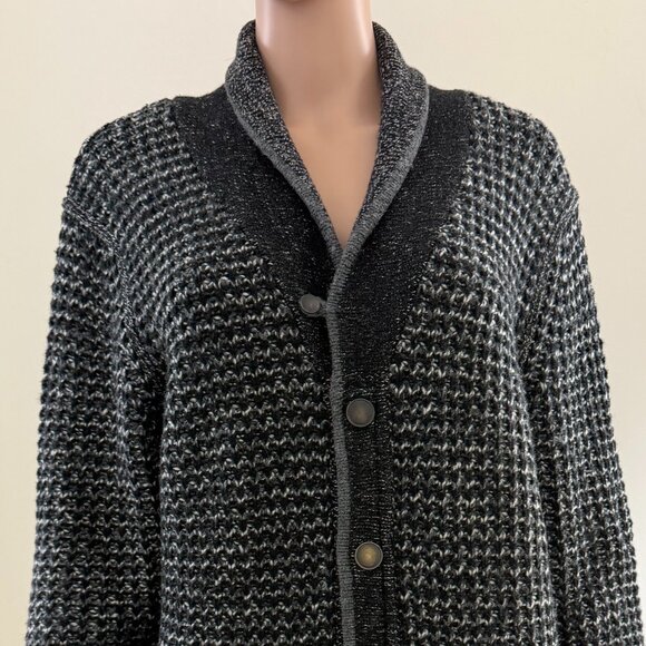 Rag & Bone Neiman Marcus Wool Blend Cardigan Sweater Size Medium Black Grey - Picture 2 of 8